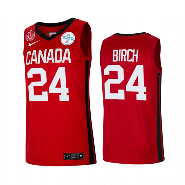 Mens Youth Canada Basketball Team #24 Khem Birch Nike Red 2021 Tokyo Olympics Jersey 