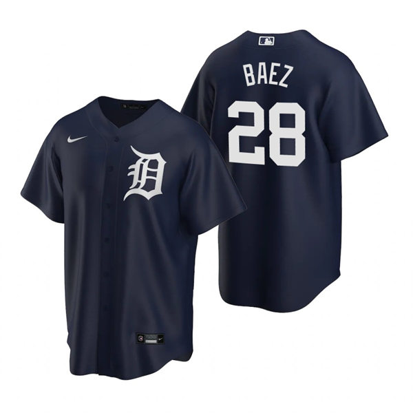 Mens Detroit Tigers #28 Javier Baez Nike Navy Alternate CoolBase Jersey