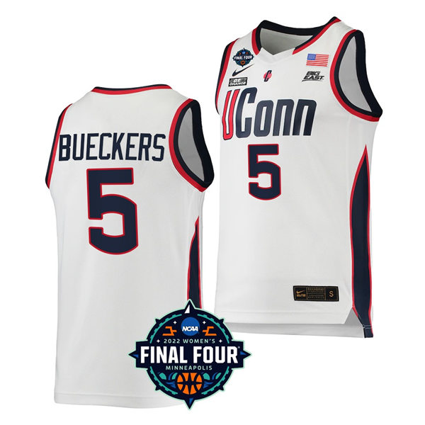 Women's UConn Huskies #5 Paige Bueckers 2022 March Madness NCAA Final Four Basketball Jersey Nike White