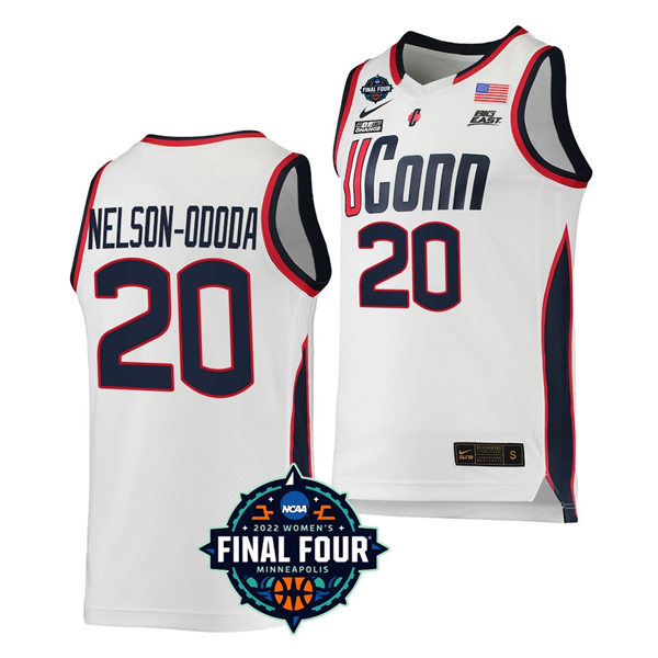 Women's UConn Huskies #20 Olivia Nelson-Ododa 2022 March Madness NCAA Final Four Basketball Jersey Nike White