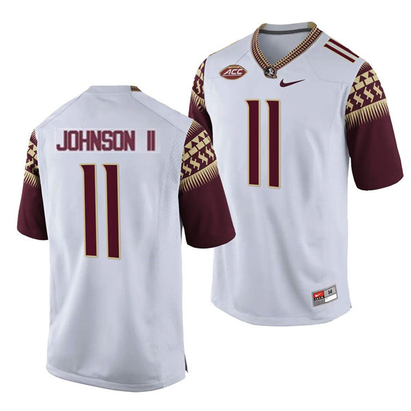 Men's Florida State Seminoles #11 Jermaine Johnson Nike White College Football Game Jersey