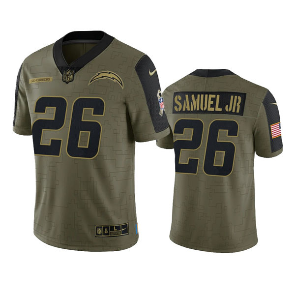 Mens Los Angeles Chargers #26 Asante Samuel Jr. Nike Olive 2021 Salute To Service Limited Jersey