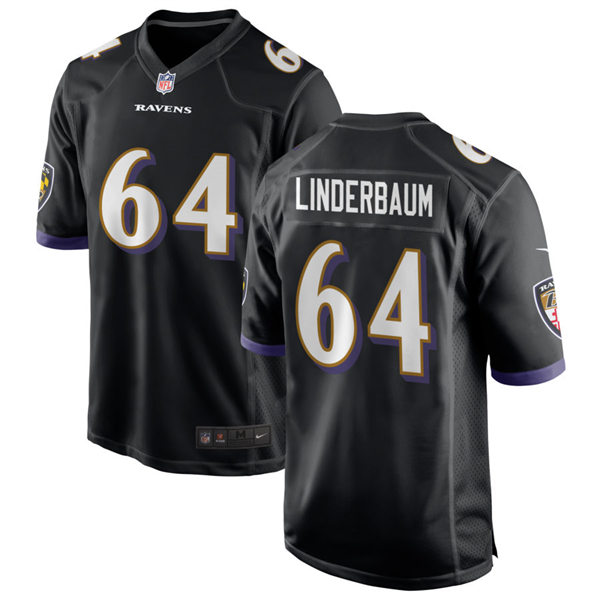 Youth Baltimore Ravens #64 Tyler Linderbaum Nike Black Alternate Limited Jersey