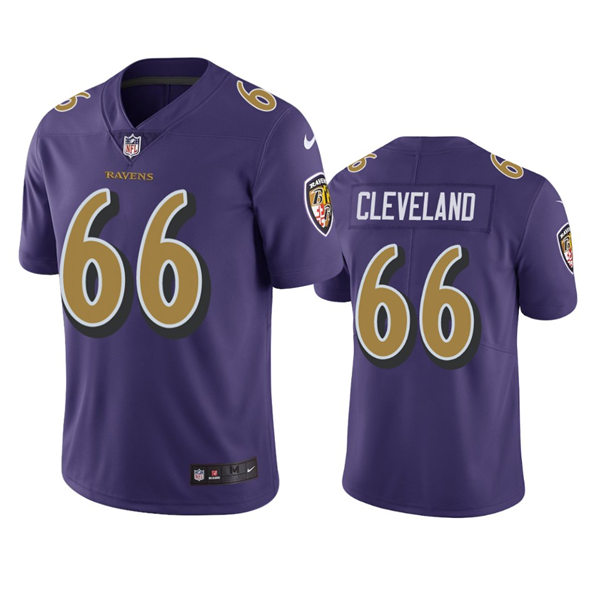 Men's Baltimore Ravens #66 Ben Cleveland Nike Purple Color Rush Limited Jersey
