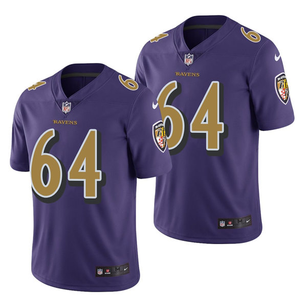 Men's Baltimore Ravens #64 Tyler Linderbaum Nike Purple Color Rush Limited Jersey
