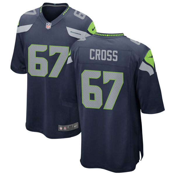 Mens Seattle Seahawks #67 Charles Cross Nike College Navy Team Color Vapor Limited Jersey