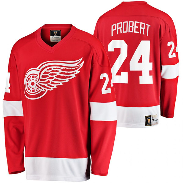 Men's Detroit Red Wings Retired Player #24 Bob Probert Home Red CCM Throwback Vintage Jersey