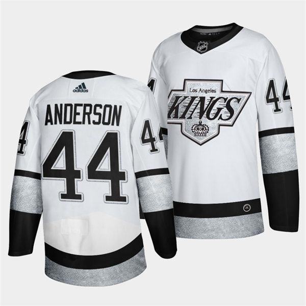 Mens Los Angeles Kings #44 Mikey Anderson 2021-22 adidas White Alternate Premier Breakaway Player Jersey