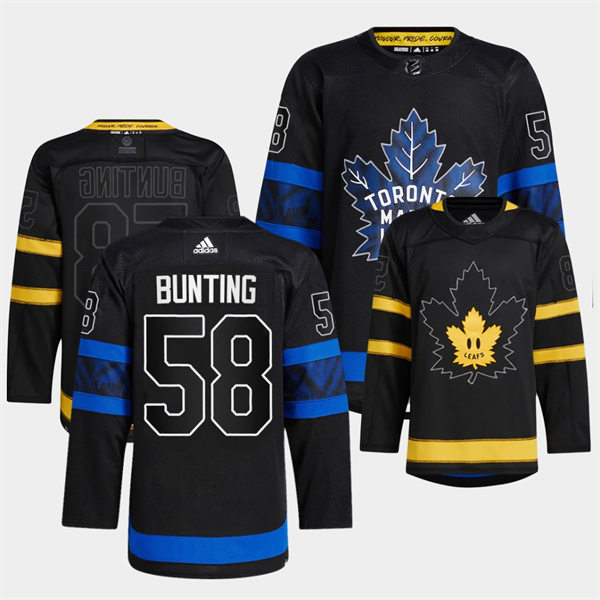 Men's Toronto Maple Leafs #58 Michael Bunting Adidas Black Alternate Reversible Next Gen Jersey