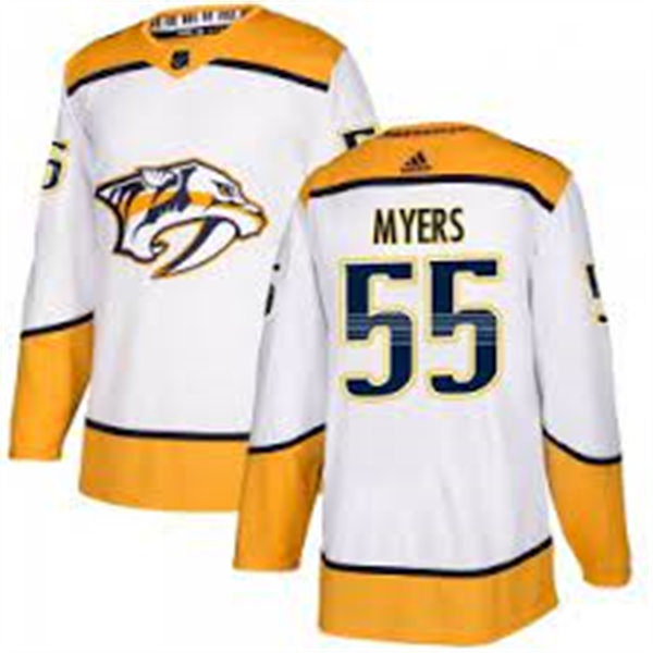 Men's Nashville Predators #55 Philippe Myers Adidas White Away Premier Player Jersey