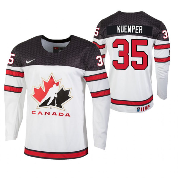 Mens 2021 IIHF U18 World Championship Canada #35 Darcy Kuemper Nike White Jersey
