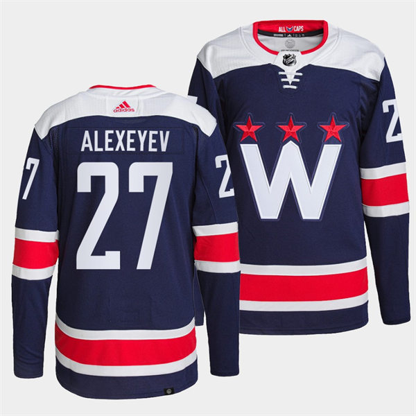 Men's Washington Capitals #27 Alexander Alexeyev Navy Alternate Primegreen Player Jersey