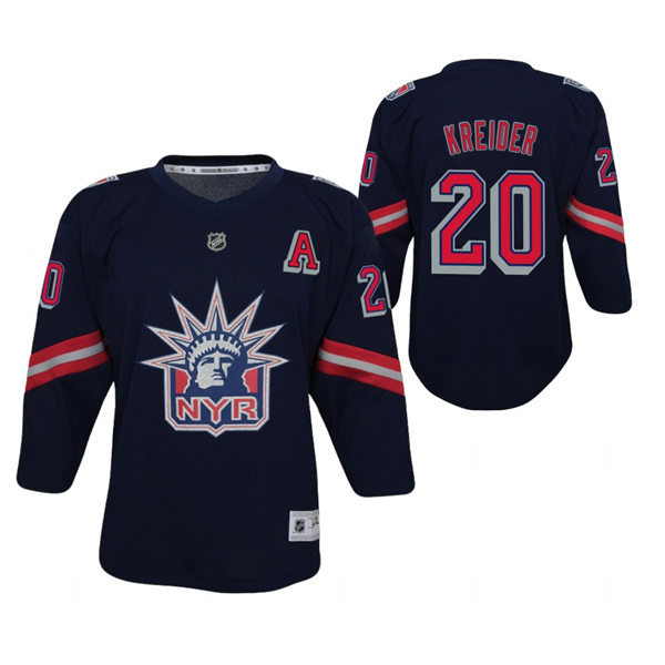 Youth New York Rangers #20 Chris Kreider Navy 2020-21 NHL REVERSE RETRO JERSEYS
