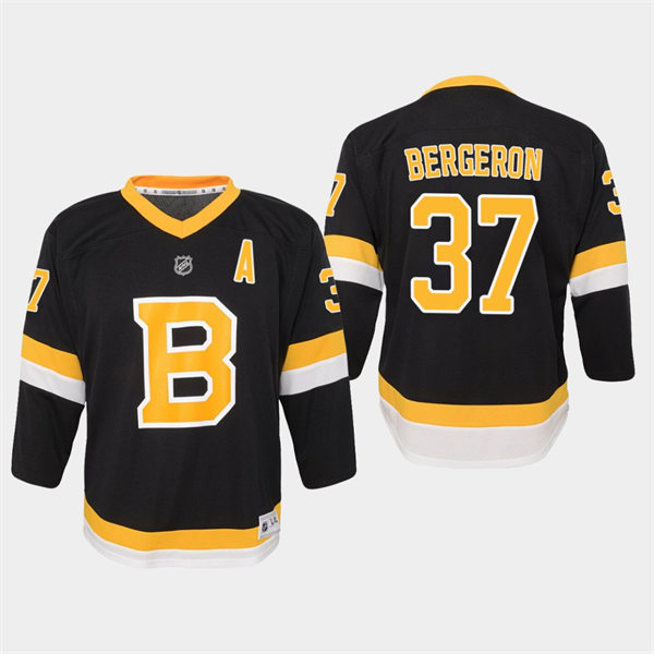 Youth Boston Bruins #37 Patrice Bergeron adidas Black Alternate Retro Jersey 