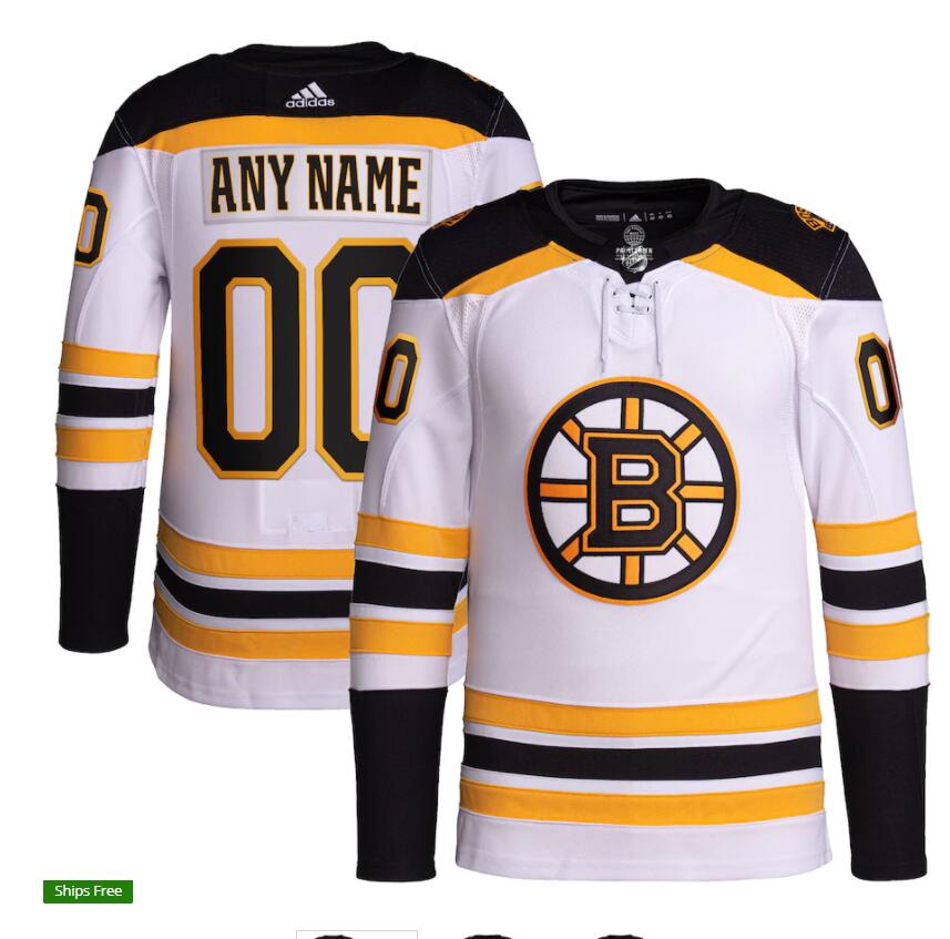 Youth Boston Bruins Custom adidas Away White Premier Jersey
