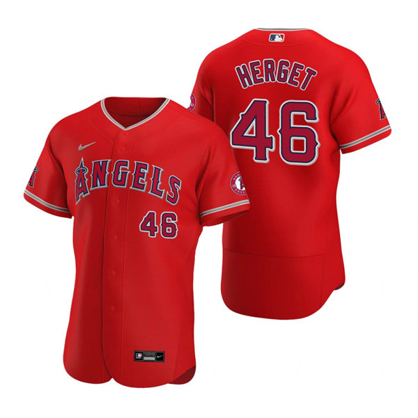 Mens Los Angeles Angels #46 Jimmy Herget Nike Scarlet Alternate FlexBase Player Jersey