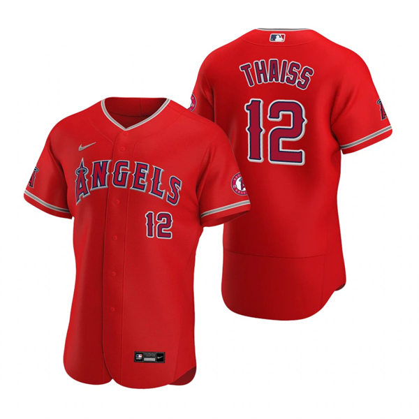 Mens Los Angeles Angels #12 Matt Thaiss Nike Scarlet Alternate FlexBase Player Jersey