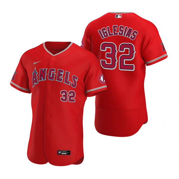 Mens Los Angeles Angels #32 Raisel Iglesias Nike Scarlet Alternate FlexBase Player Jersey