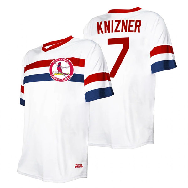 Men's St. Louis Cardinals #7 Andrew Knizner Nike White Pullover V-Neck Cooperstown Collection Jersey
