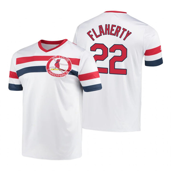 Mens St. Louis Cardinals #22 Jack Flaherty Nike White Pullover V-Neck Cooperstown Collection Jersey