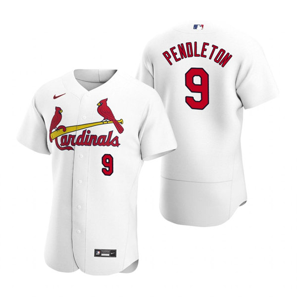 Mens St. Louis Cardinals Retired Player #9 Terry Pendleton Nike White Home Flex Base Jersey