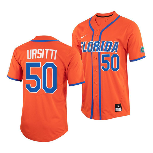 Mens Florida Gators #50 Anthony Ursitti Nike 2022 Orange With Name Florida College Baseball Jersey