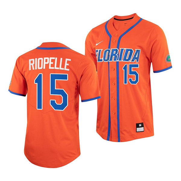 Mens Florida Gators #15 BT Riopelle Nike 2022 Orange With Name Florida College Baseball Jersey
