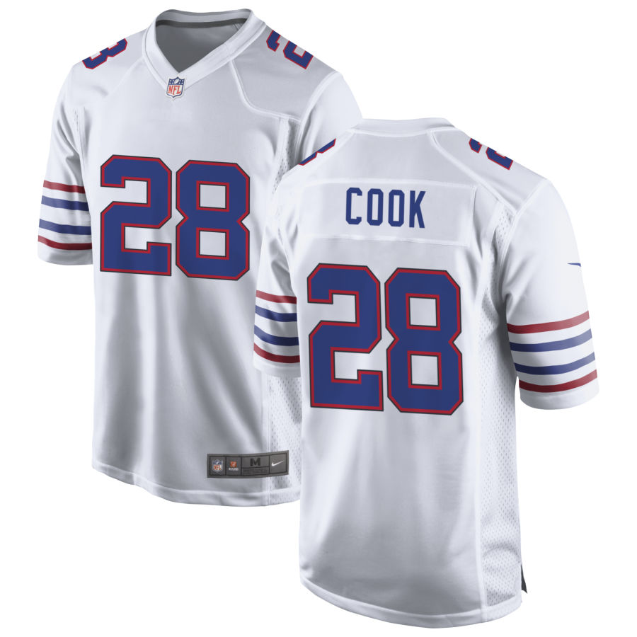 Mens Buffalo Bills #28 James Cook Nike White Alternate Retro Vapor Limited Jersey