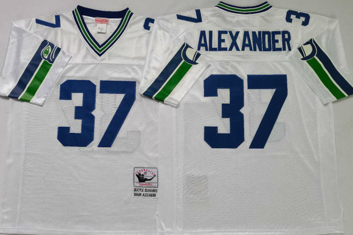 Mitchell&Ness Seattle Seahawks #37 Shaun Alexander White Throwback Jersey