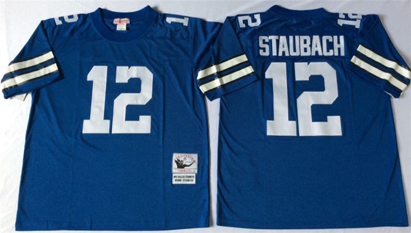 Men's Dallas Cowboys #12 Roger Staubach 1971 Lght Blue Throwback Jerseys