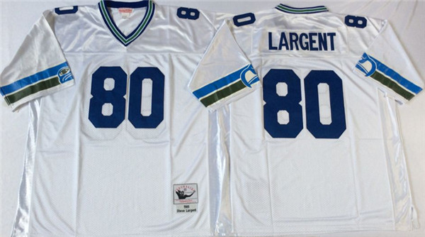 Mitchell&Ness Seattle Seahawks #80 Steve Largent White Throwback Jersey
