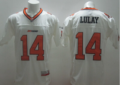 CFL BC Lions #14 Travis Lulay  White Jersey