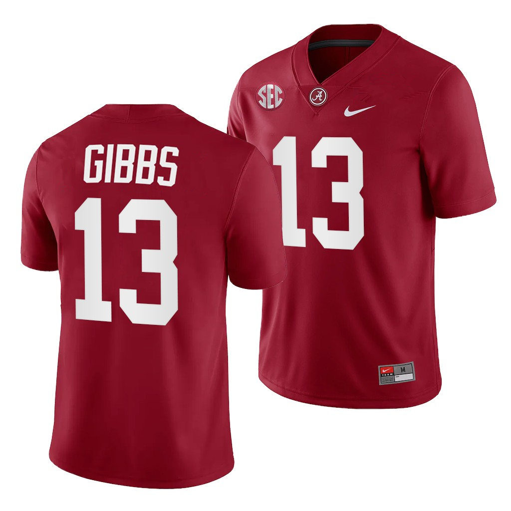 Men's Alabama Crimson Tide #13 Jahmyr Gibbs Nike Crimson College Football Game Jersey