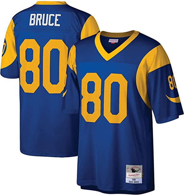 Mens St. Louis Rams #80 Isaac Bruce Mitchell & Ness Royal 1999 Legacy Throwback Jersey