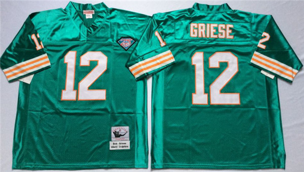 Men's Miami Dolphins #12 Bob Griese Green Throwback Jersey