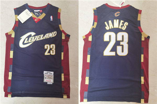 Mens Cleveland Cavaliers #23 LeBron James Navy 2003-04 Mitchell & Ness Hardwood Classics Throwback Jersey