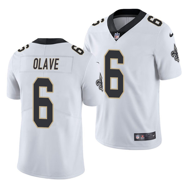 Men's New Orleans Saints #6 Chris Olave Nike White Vapor Limited Player Jersey
