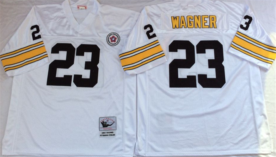Pittsburgh Steelers #23 Mike Wagner White Throwback Jersey