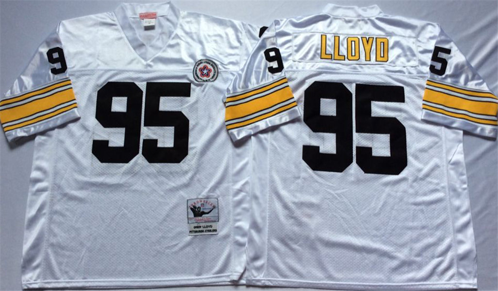 Pittsburgh Steelers #95 Greg Lloyd White Throwback Jersey