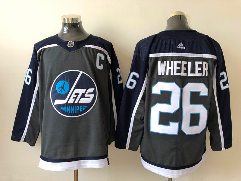 Men's Winnipeg Jets #26 Blake Wheeler adidas Gray 2021 NHL Season Reverse Retro Stitched Jersey