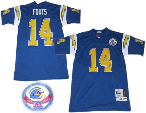 Mens San Diego Chargers #14 Dan Fouts Royal Blue Mitchell&Ness Throwback Football Jersey