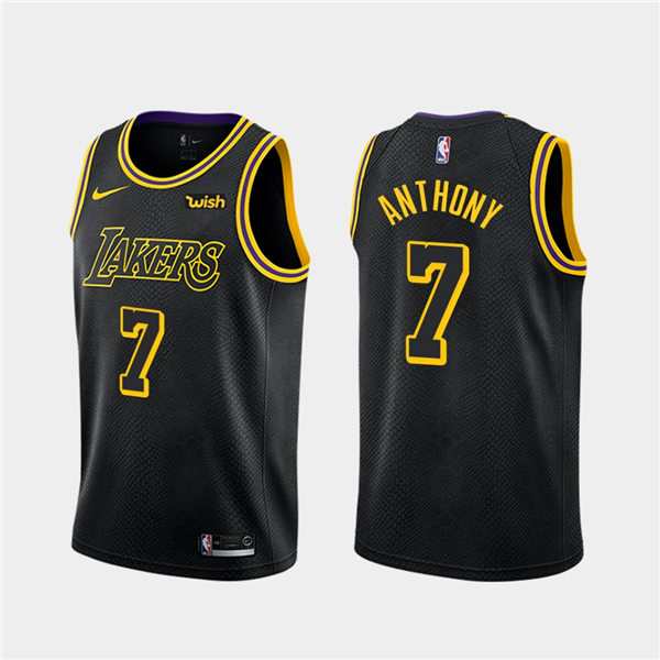 Mens Los Angeles Lakers #7 Carmelo Anthony Nike Black Gold 2017-18 City Edition Jersey