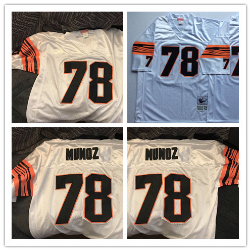 Mens Cincinnati Bengals #78 Anthony Munoz White Mitchell & Ness  NFL Throwback Football Jersey
