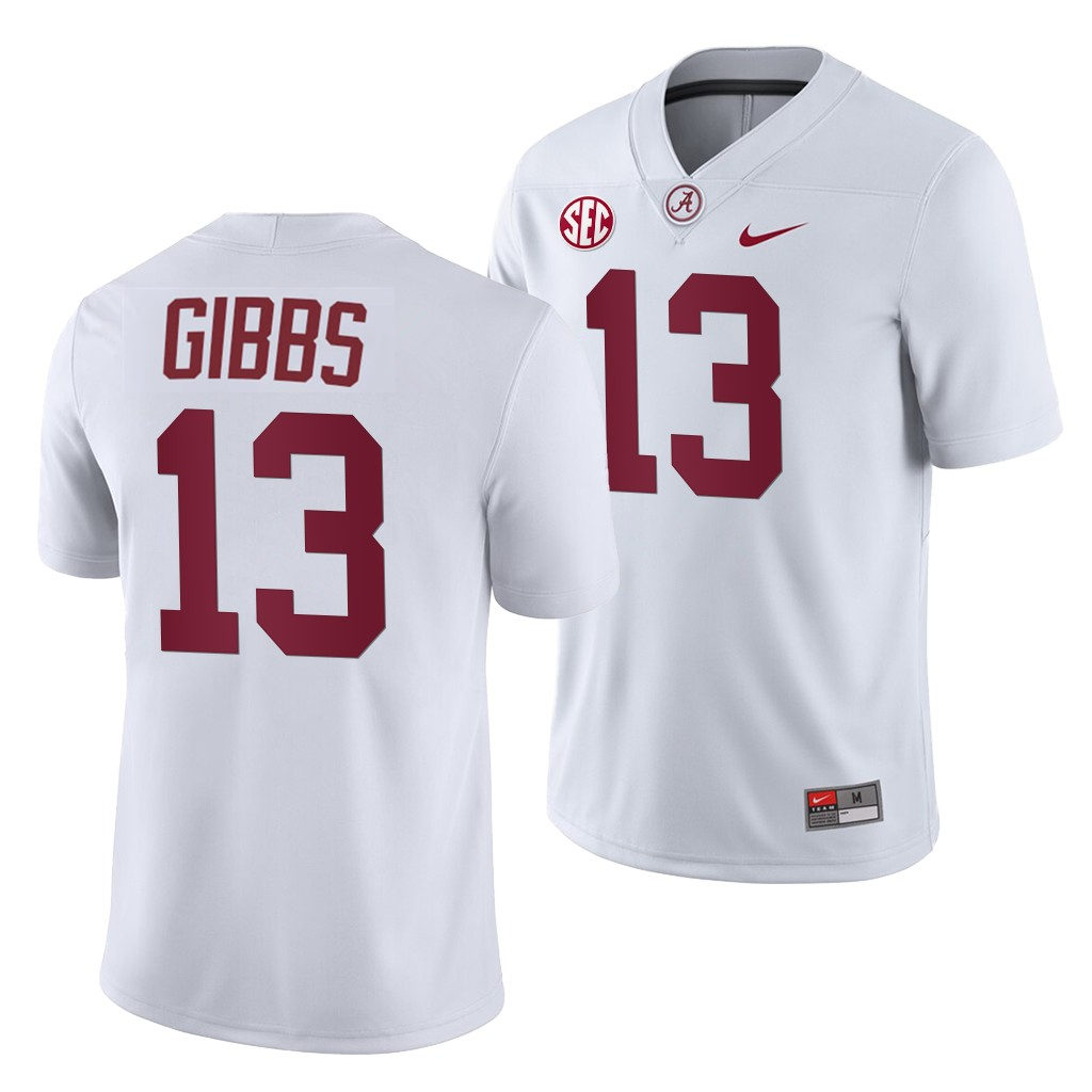 Men's Alabama Crimson Tide #13 Jahmyr Gibbs Nike White College Football Game Jersey