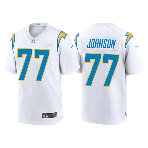 Men's Los Angeles Chargers #77 Zion Johnson Nike White Vapor Limited Player Jersey