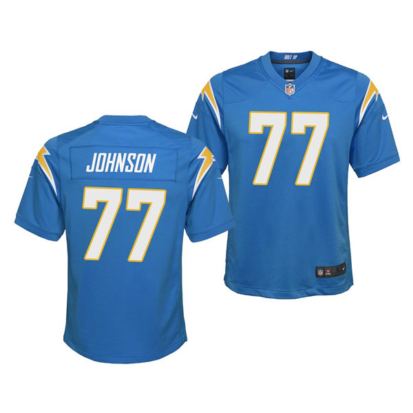 Youth Los Angeles Chargers #77 Zion Johnson Nike Powder Blue Limited Jersey